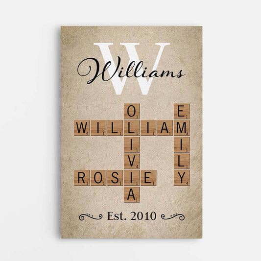 3584CUK1 family crossword vintage canvas  family personalised gifts