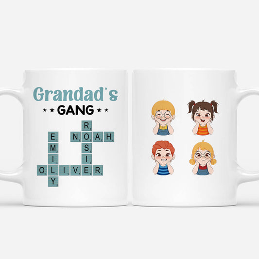 3588MUK1 grandad daddys gang  personalised crossword mug for grandad dad