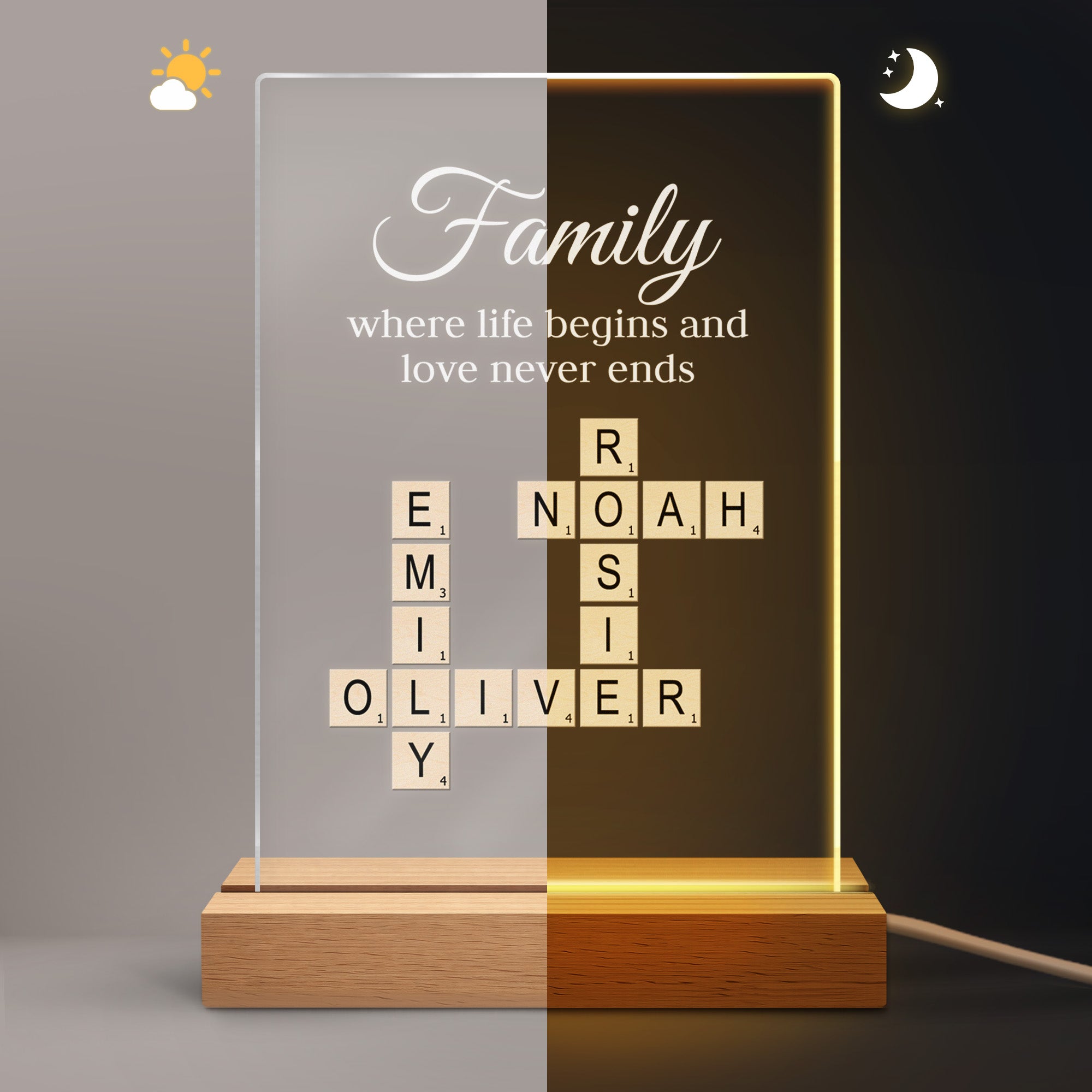 3591LUS5 custom crossword night light family where life begins and love never ends_ 3591l8q5i
