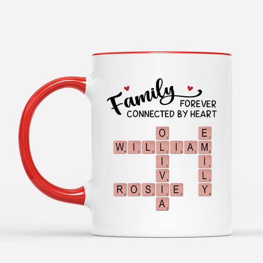 3592MUK2 family forever connected by heart crossword mug  personalised gifts for family