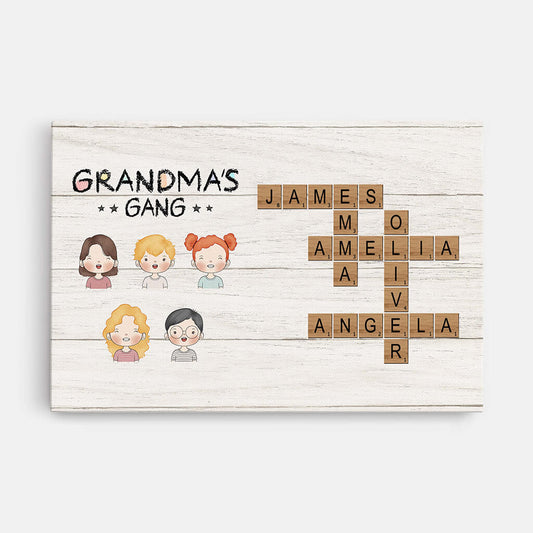 3595CUK1 grandma mummys gang  personalised crossword canvas print for grandma mum