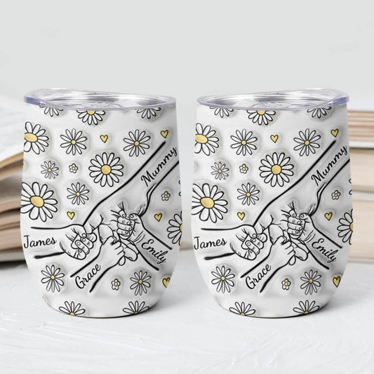 3599TUK2 Personalised Holding Grandmas Hand Floral 3D Wine Tumbler 3599T5H5A