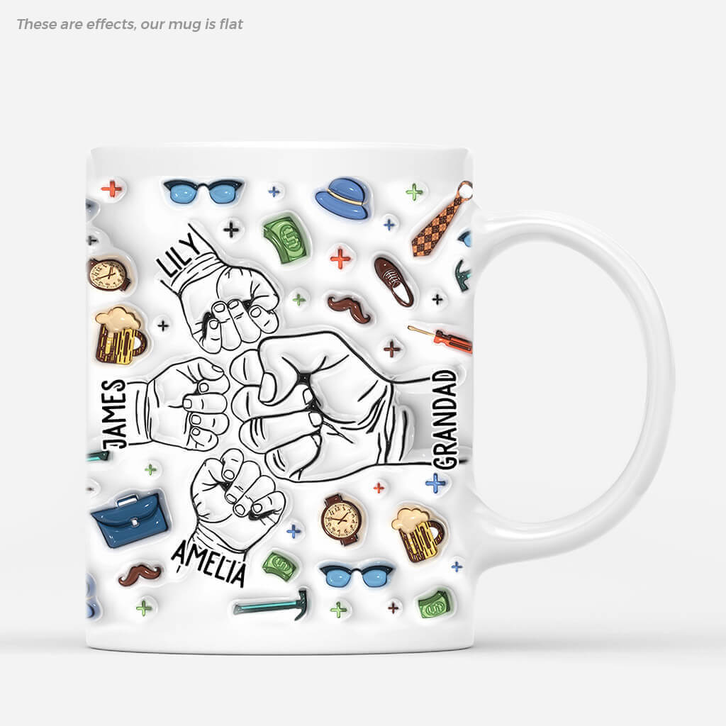 3604MUK1 grandad daddy fist bump 3d mug  personalised grandad dad gifts