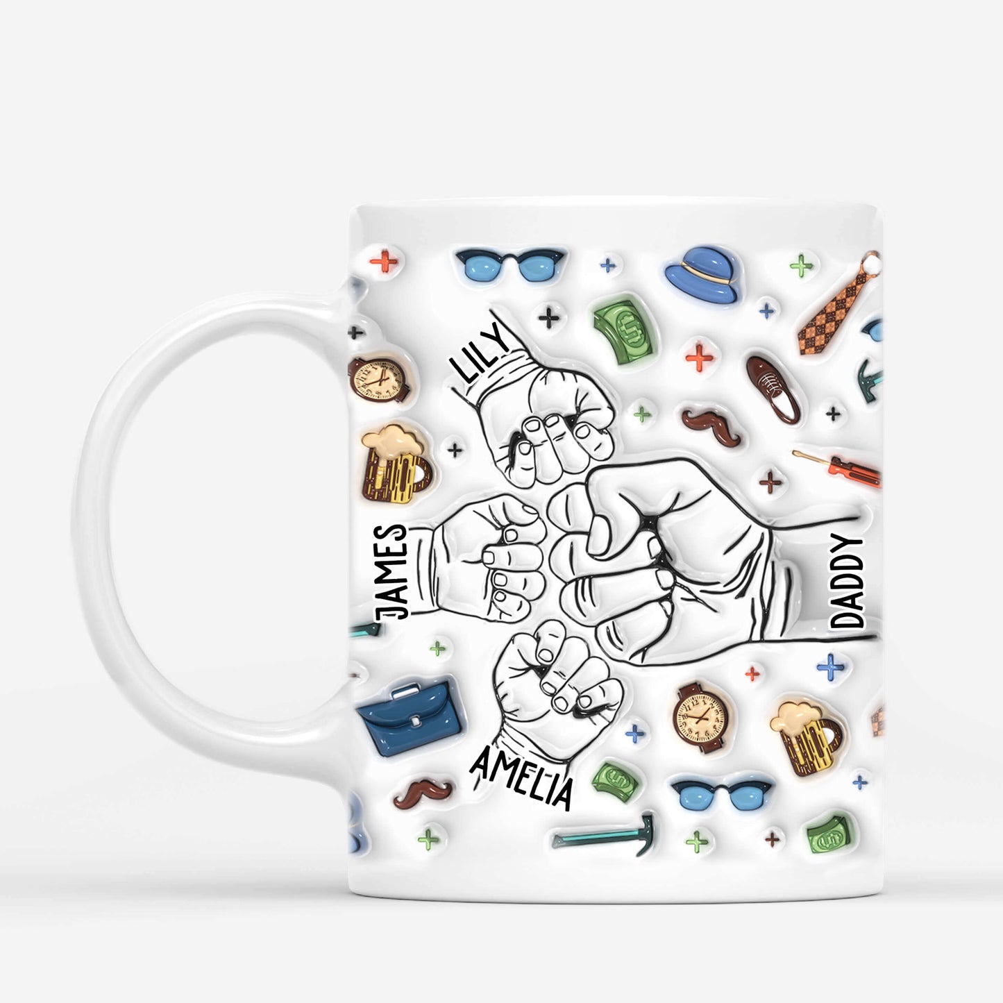 Personalised Grandad/Daddy Fist Bump 3D Mug