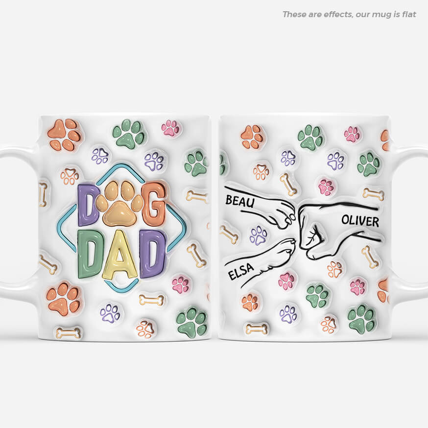 3609MUK1 dog dad fist bump 3d mug  personalised dog gifts for owners