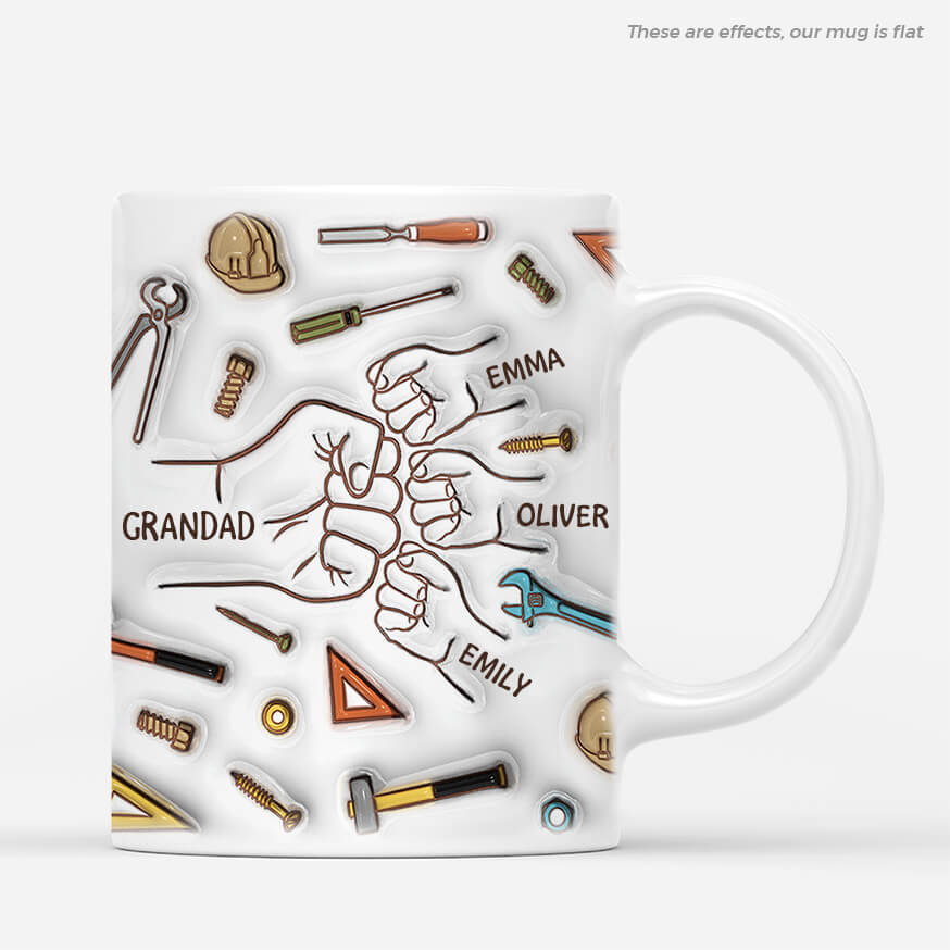 3611MUK1 grandad fist bump 3d mug  personalised gifts for grandad