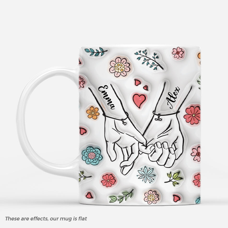 3618MUK1 couple holding hands 3d inflated effect mug  personalised couple gifts