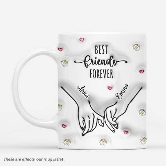 3633MUK1 best friends forever 3d inflated effect mug  personalised best friends gifts