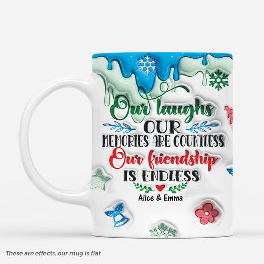 3640MUK1 our friendship is endless christmas 3d inflated effect mug  personalised best friends gifts