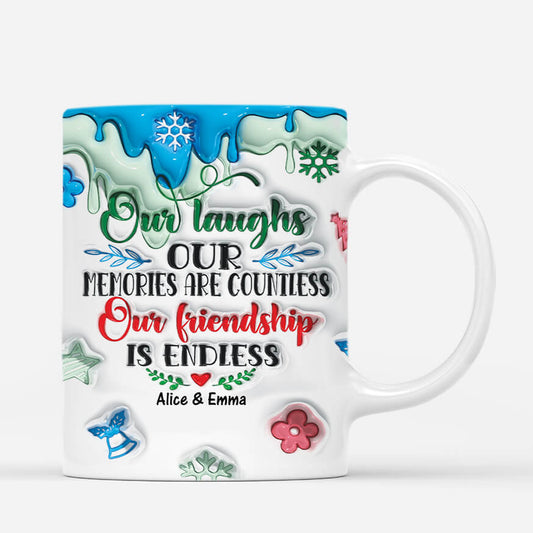 3640MUK2 our friendship is endless christmas 3d inflated effect mug  personalised best friends gifts