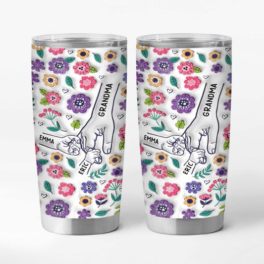 3644TUK1 Personalised Holding Grandmas Hand Flower 3D 20oz Tumbler 3644T8H5A