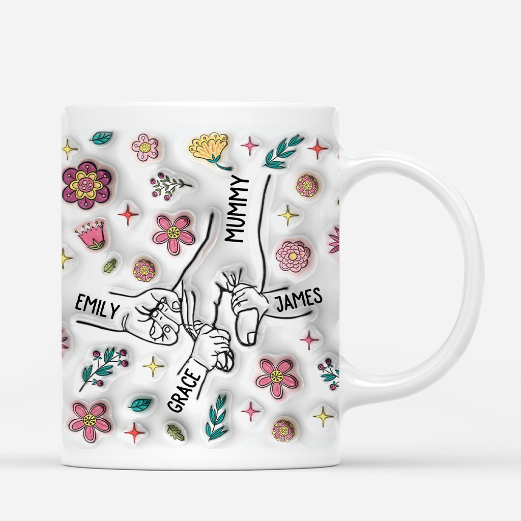 3648MUK2 holding grandma mums hands 3d inflated effect mug  personalised grandma mum gifts