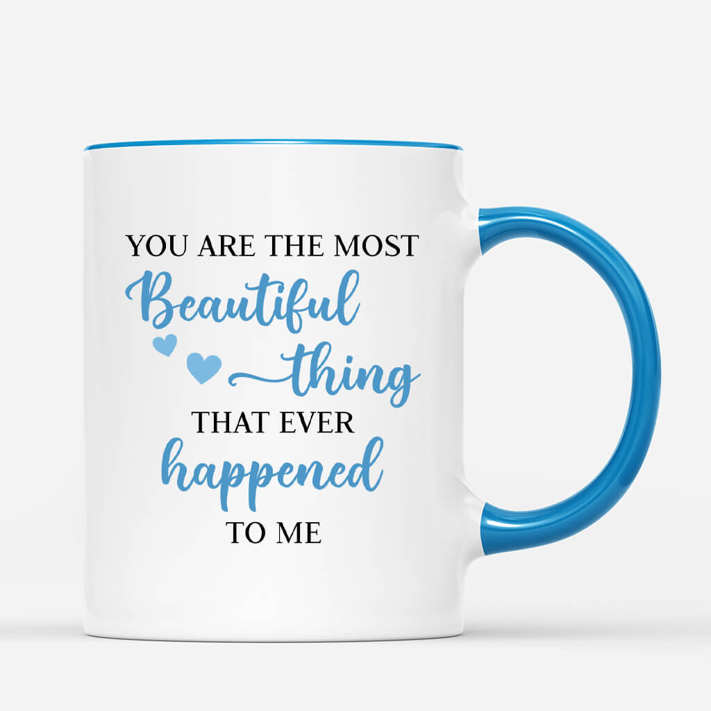 3665MUK3 you are the most beautiful thing that ever happened to me  personalised mugs for couples