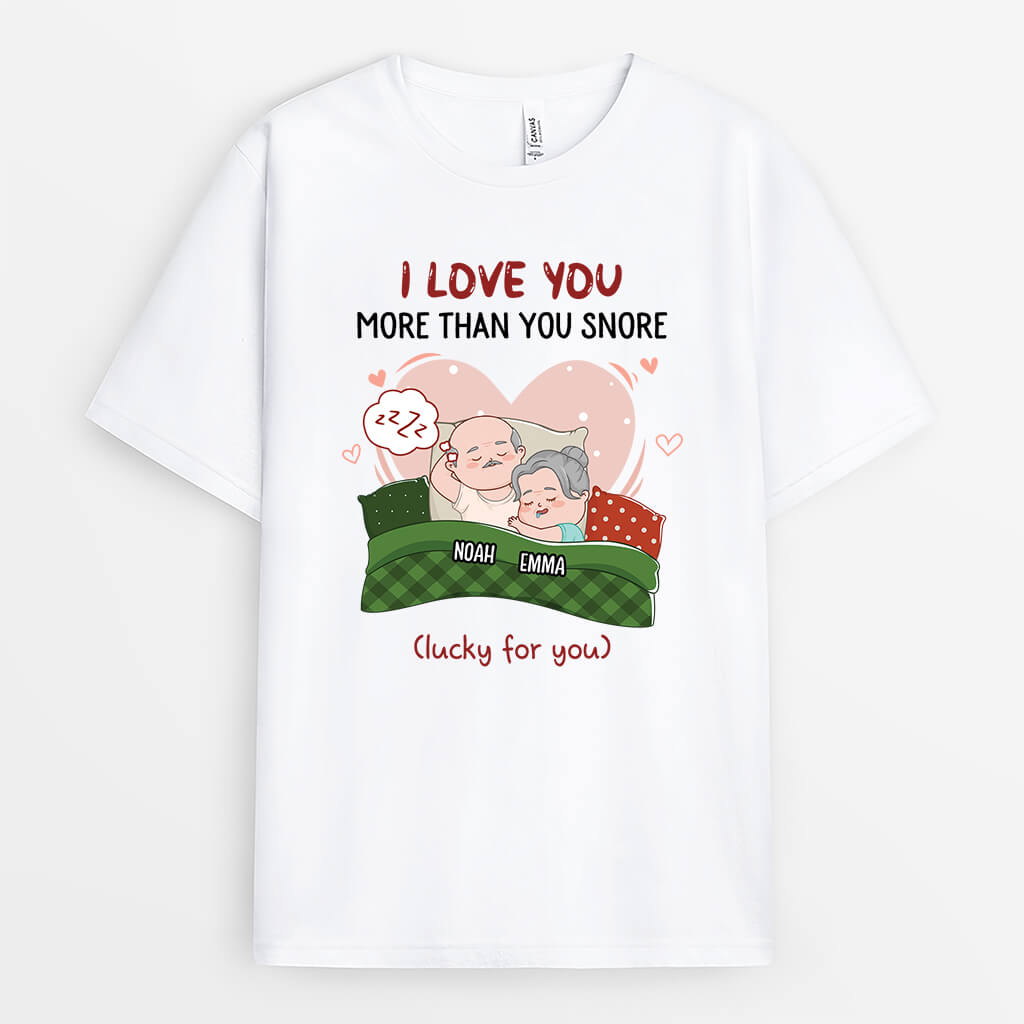 3672AUK2 i love you more than you snore _lucky for you_  personalised t shirt for couple_6607d387 94e0 43be 929e 222fbaca4aef