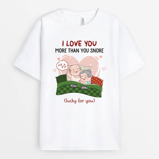 3672AUK2 i love you more than you snore _lucky for you_  personalised t shirt for couple_6607d387 94e0 43be 929e 222fbaca4aef