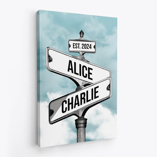 3673CUK2 vintage street sign canvas  personalised gifts for couple