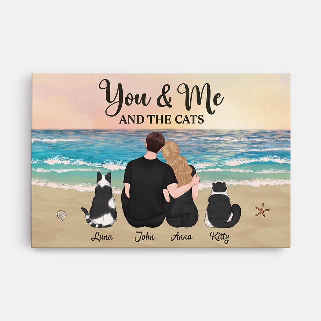 3689CUK1 you me and the cats  personalised canvas for couple