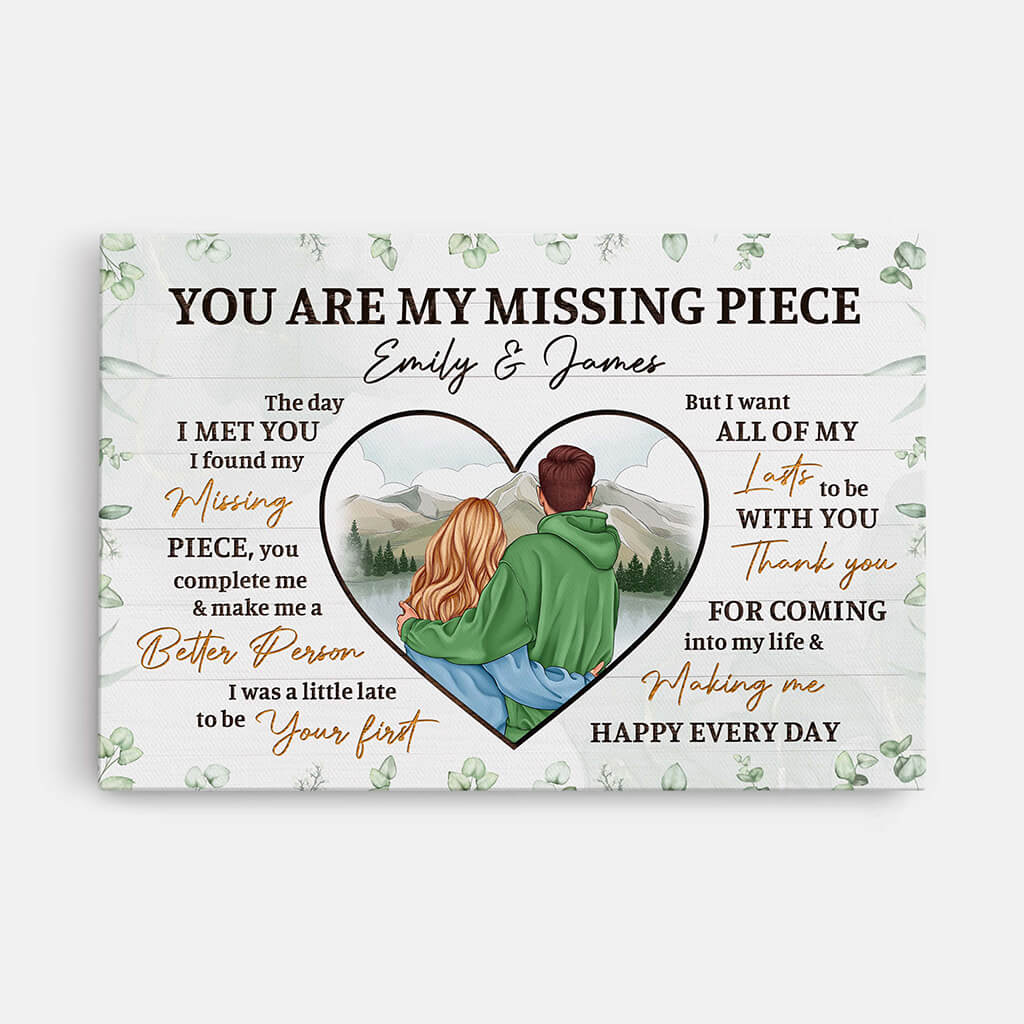 3702CUK1 you are my missing piece  romantic personalised canvas for couple