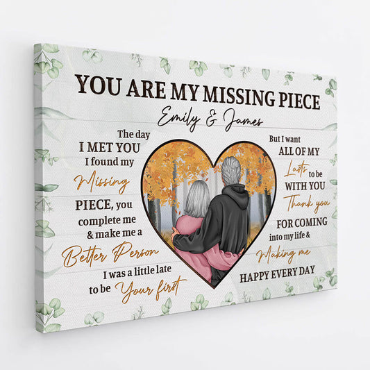 3702CUK2 you are my missing piece  romantic personalised canvas for couple