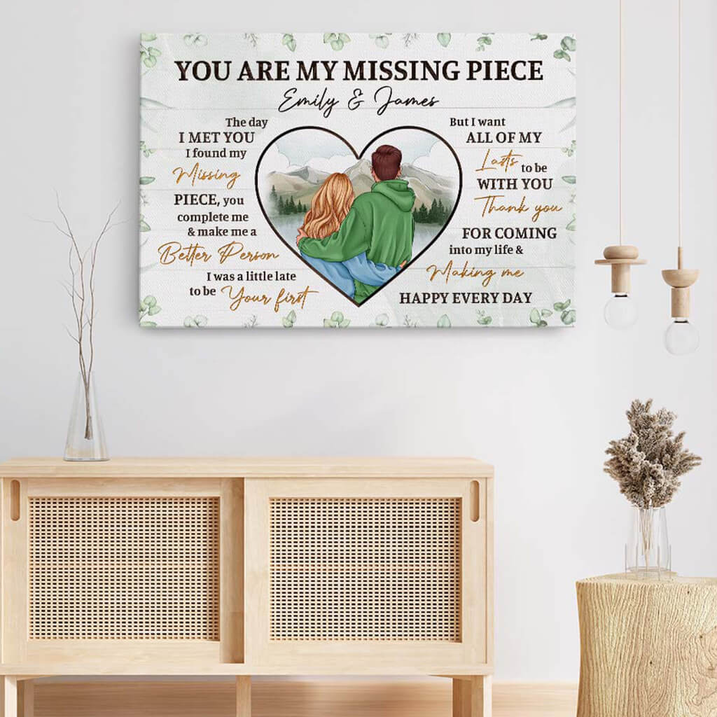 3702CUK3 you are my missing piece  romantic personalised canvas for couple