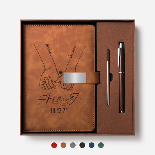 3705MUK1 personalised engraved leather notebook set for couples wedding anniversary 3705mocp0g