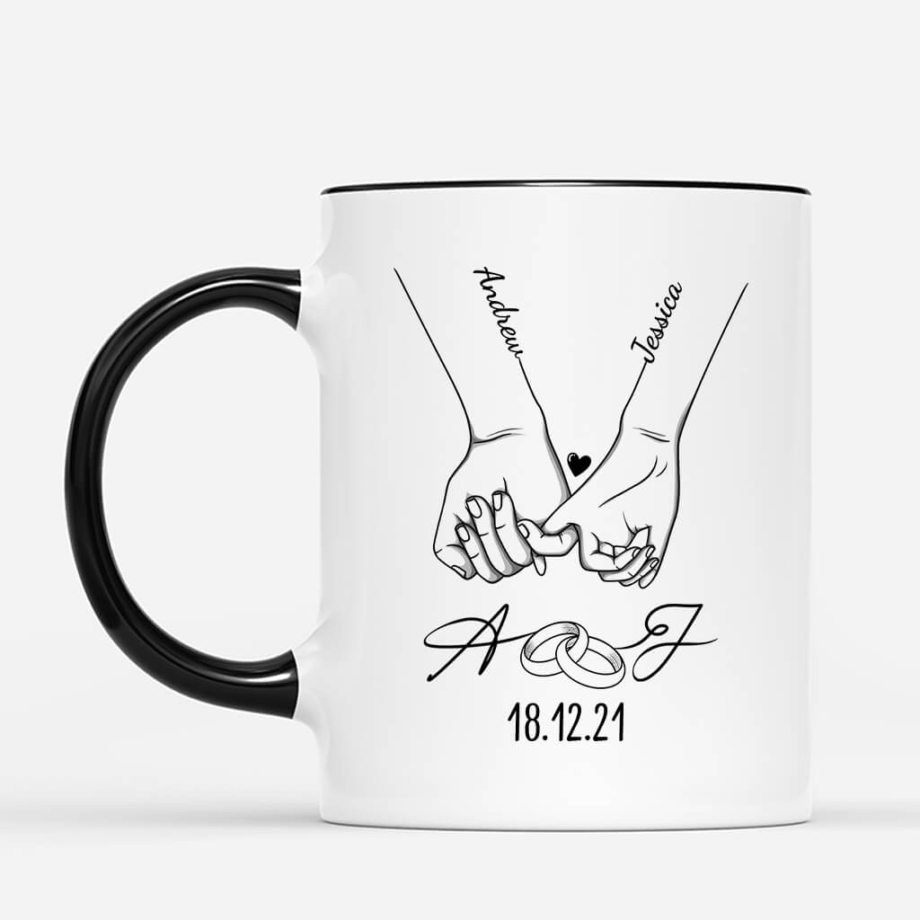 3705MUK2 couple holding hands wedding anniversary initials mug  customised mug for couple