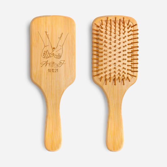 3705QUK1 personalised wedding anniversary bamboo hair brush for couples 3705qsp0g