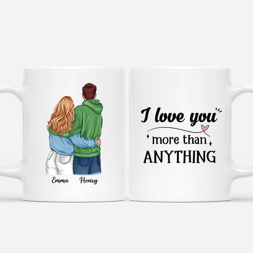 3710MUK1 i love you more than anything  personalised couple mugs