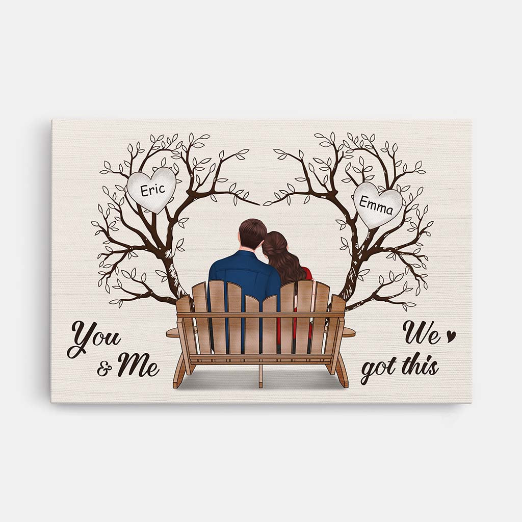 3711CUK1 you me we got this  personalised couple sitting on a bench canvas