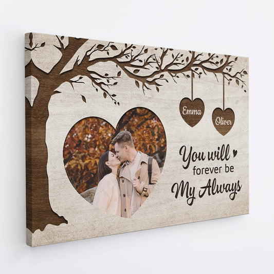 3712CUK2 you will forever be my always  personalised couple photo canvas