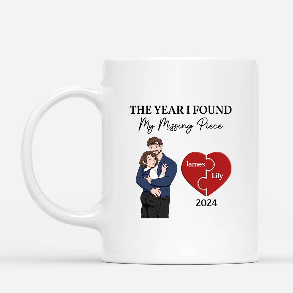 3715MUK1 the year i found my missing piece  personalised couple mug for anniversary