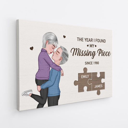 3740CUK2 the year i found my missing piece  personalised couple canvas