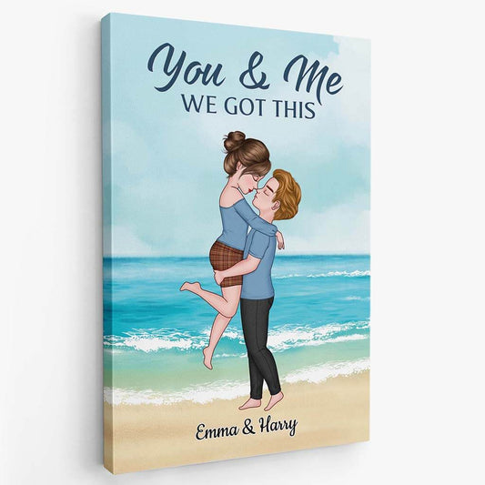 3747CUK2 you me we got this beach background canvas  personalised gifts for couple