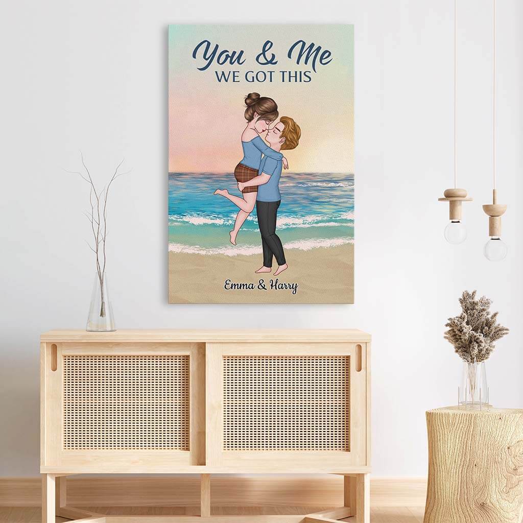 3747CUK3 you me we got this beach background canvas  personalised gifts for couple