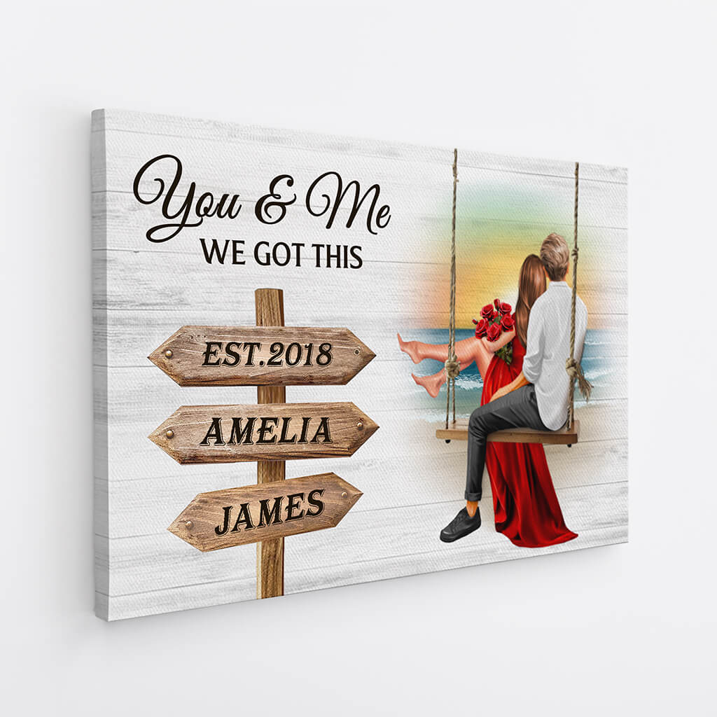 3748CUK1 you me we got this wooden street sign canvas print  personalised anniversary gifts for couple_Mockup_2