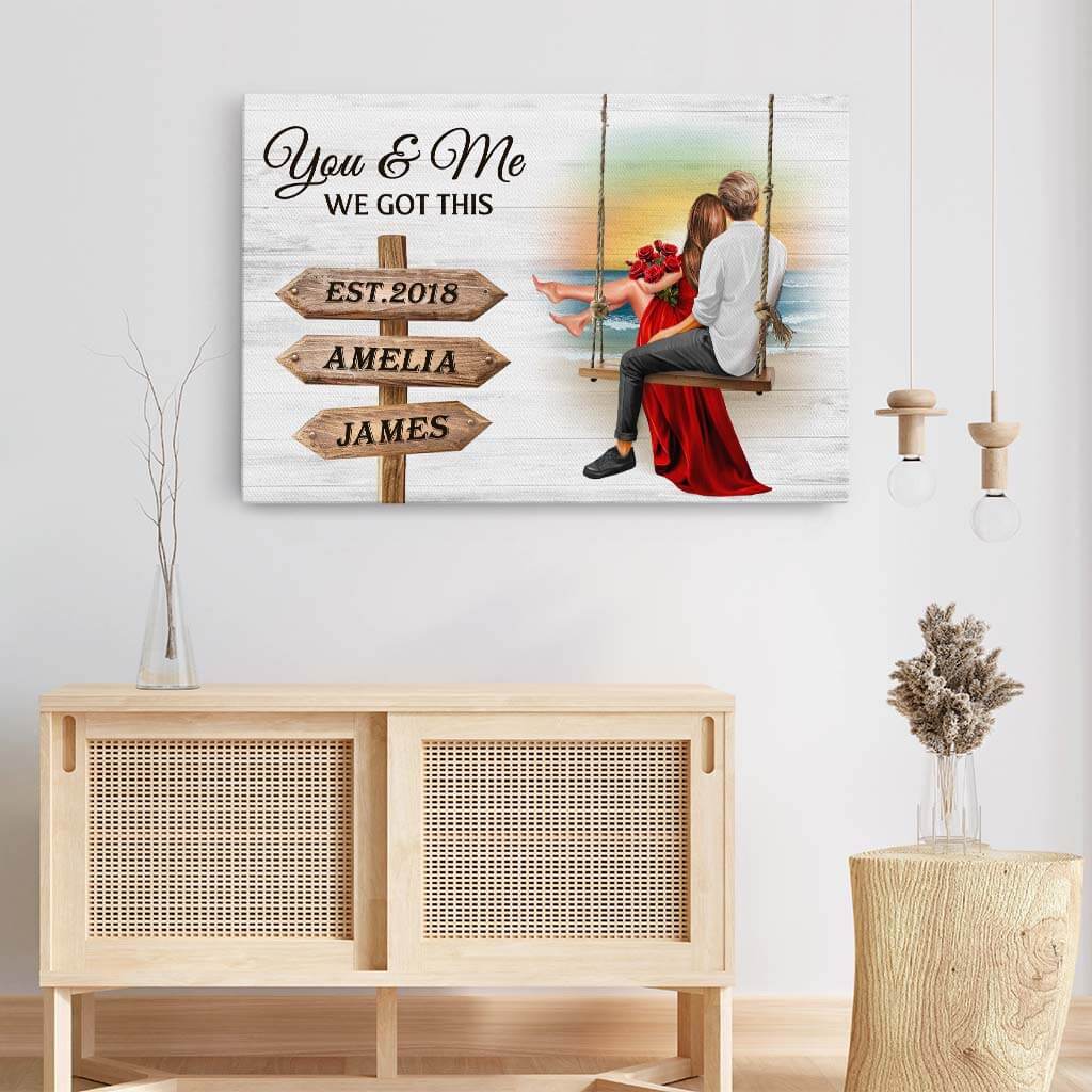 3748CUK1 you me we got this wooden street sign canvas print  personalised anniversary gifts for couple_Mockup_3