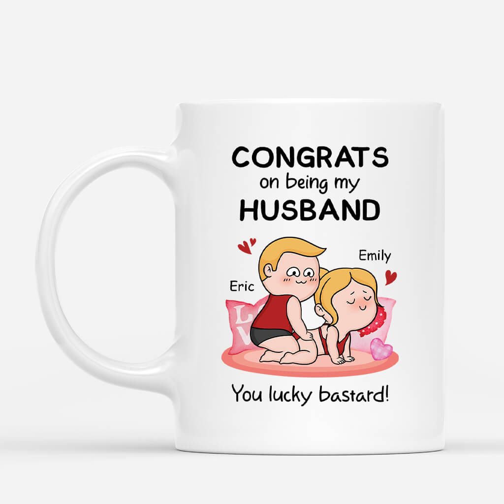 3751MUK1 congrats on being my husand you lucky bastard  customised couple mug