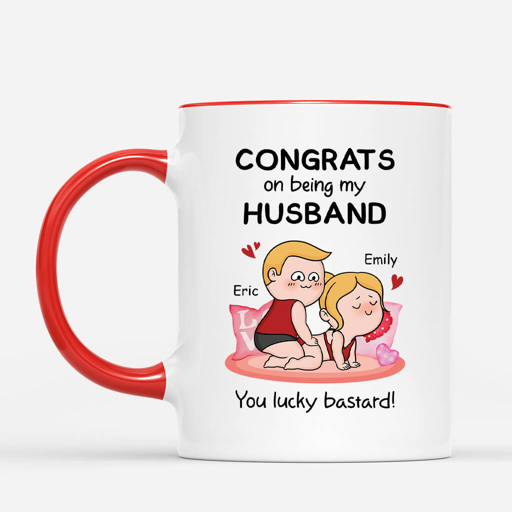 3751MUK2 congrats on being my husand you lucky bastard  customised couple mug