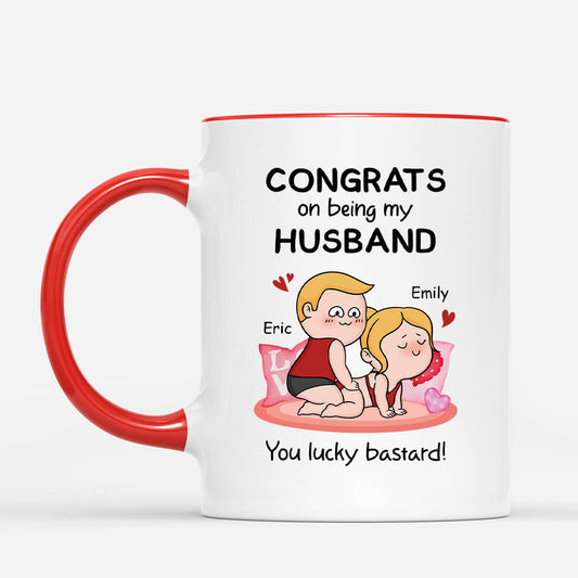 3751MUK2 congrats on being my husand you lucky bastard  customised couple mug