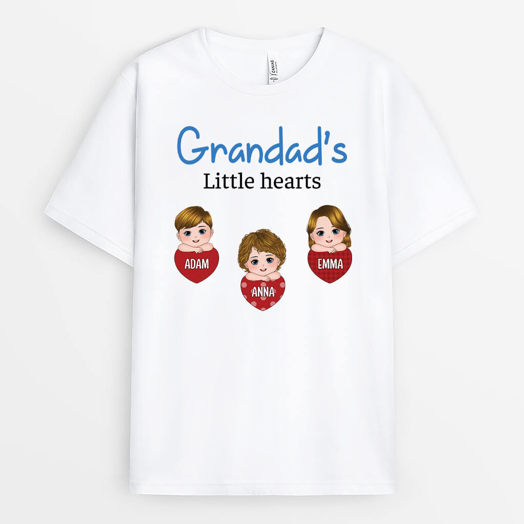 3756AUK1 daddy grandads little hearts  personalised t shirt for grandad dad 3756ATE8B