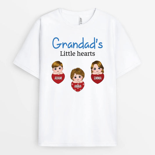 3756AUK1 daddy grandads little hearts  personalised t shirt for grandad dad 3756ATE8B