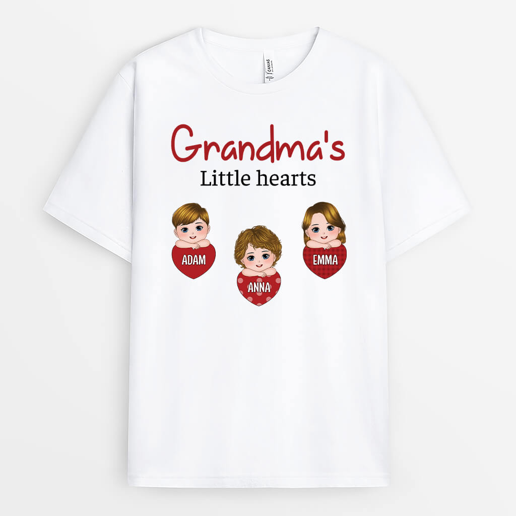 3756AUK1 mummy grandmas little hearts  personalised t shirt for grandma mum 3756ATE8A