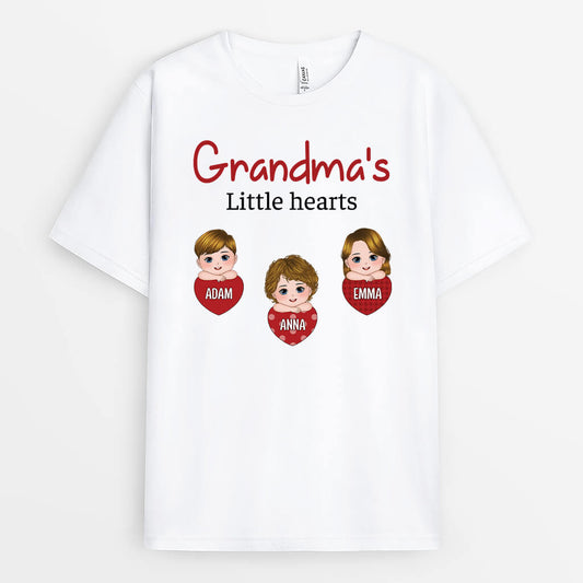 3756AUK1 mummy grandmas little hearts  personalised t shirt for grandma mum 3756ATE8A
