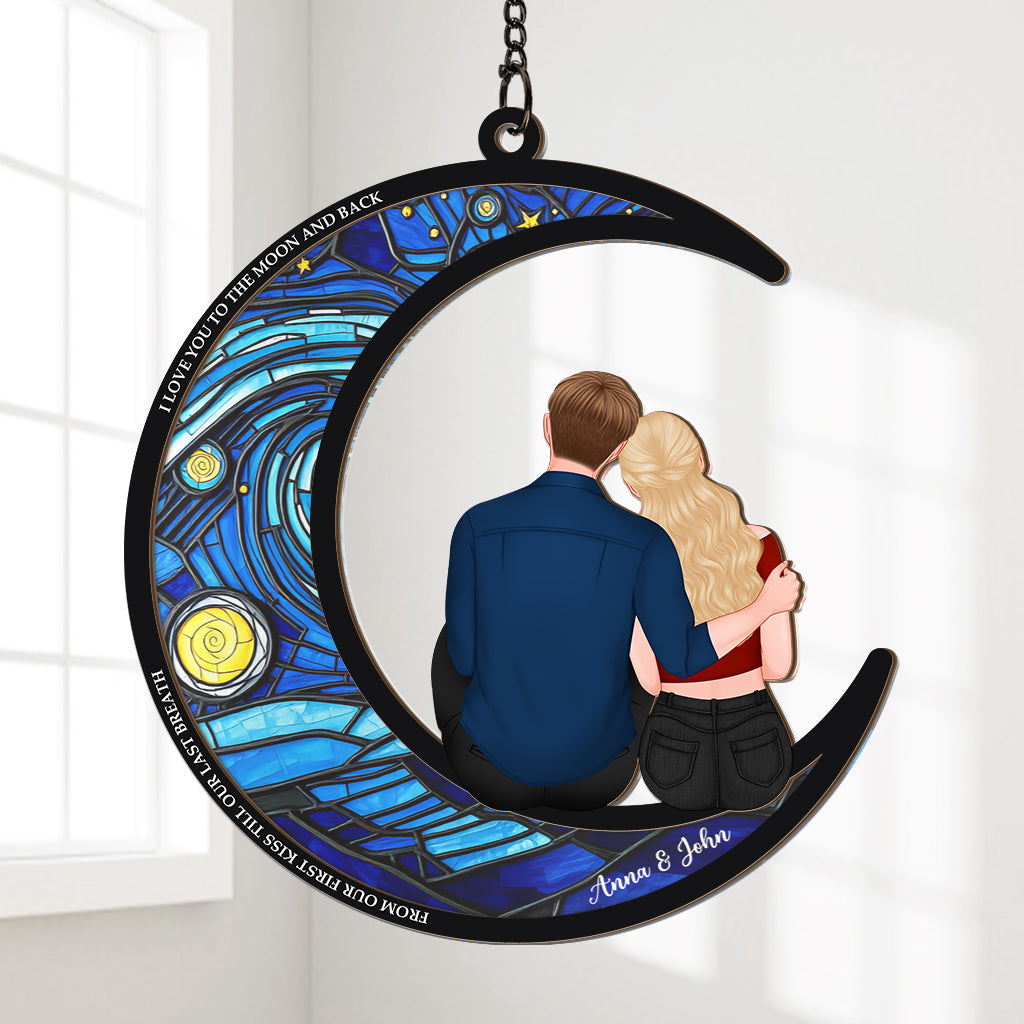 3771UUS1 i love you to the moon and back suncatcher  custom gifts for couple 3771U