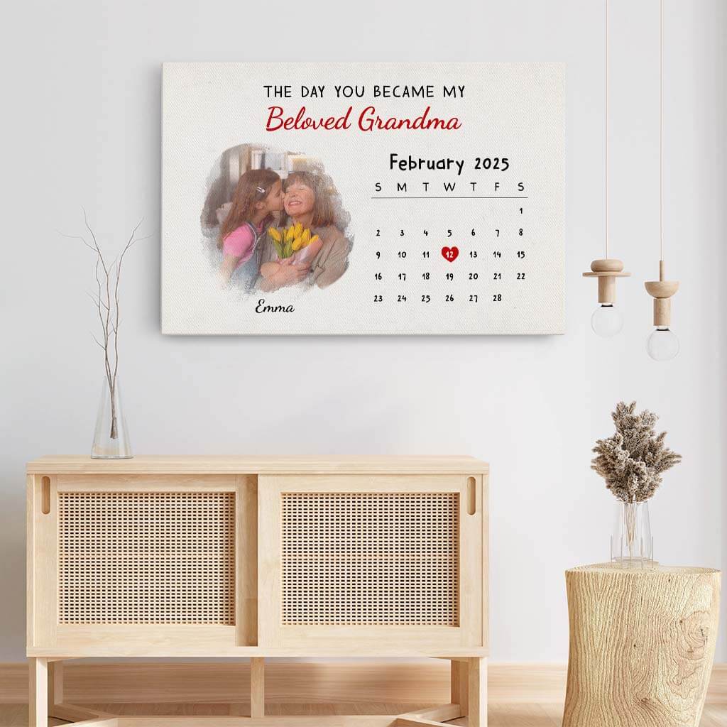 3814CUK3 the day you became my beloved grandma  custom calendar photo canvas print 3814CTE5A