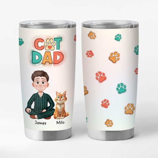 3828TUK1 Personalised Cat Dad Cat Mum 3D Inflated Effect 20oz Tumbler 3828T5H0D