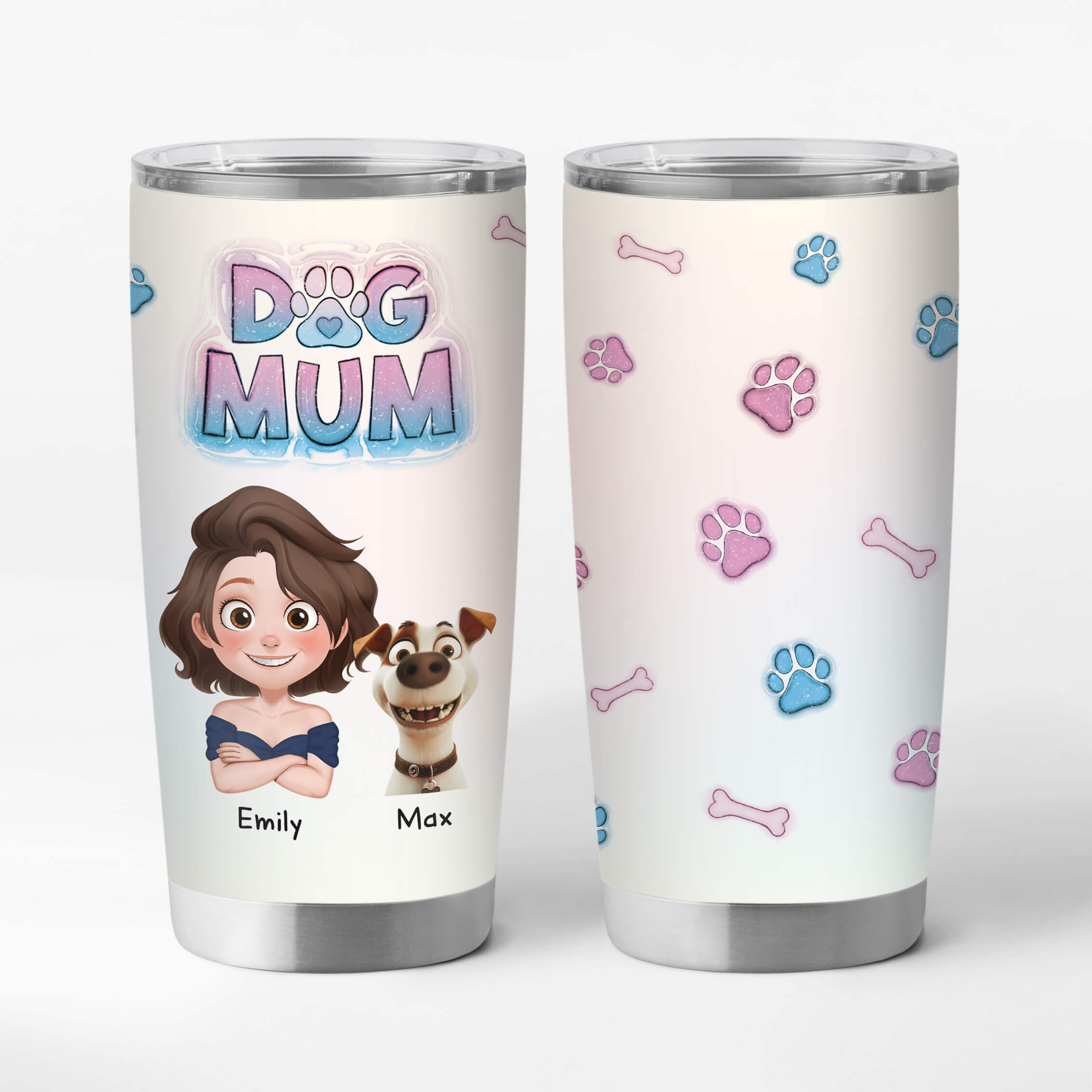 3828TUK1 Personalised Dog Mum Dog Dad 3D Inflated Effect 20oz tumbler 3828T5H0C_2062f2b6 6688 4851 9c01 af8d636ef228