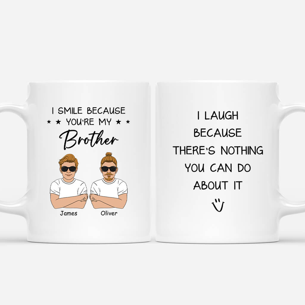 3830MUK1 Personalised I Smile Because You re My Brother Sister Mug 3830M5H8E