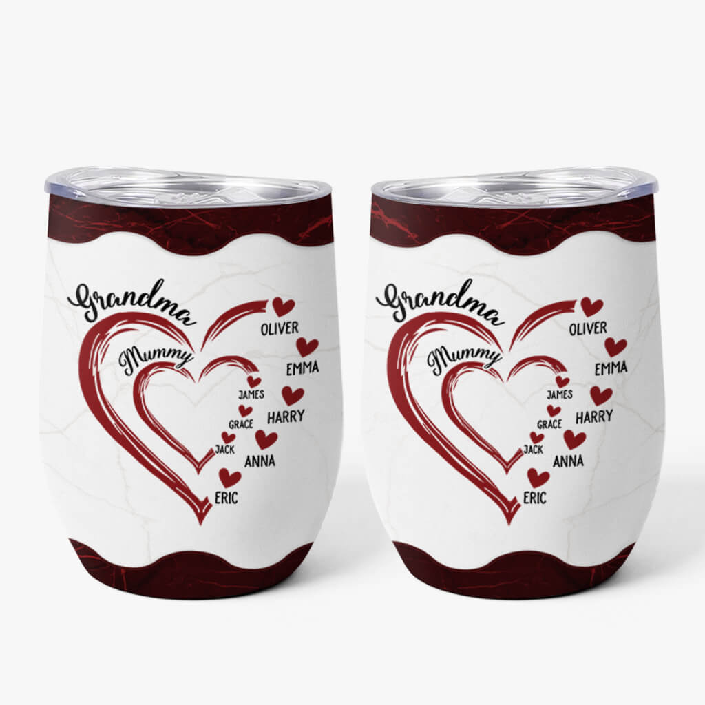 3831TUK1 personalised grandma mum heart wine tumbler 3831T5H7A