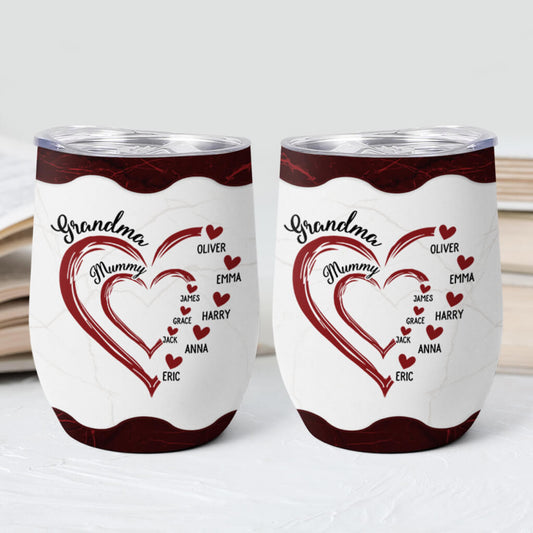 3831TUK2 personalised grandma mum heart wine tumbler 3831T5H7A